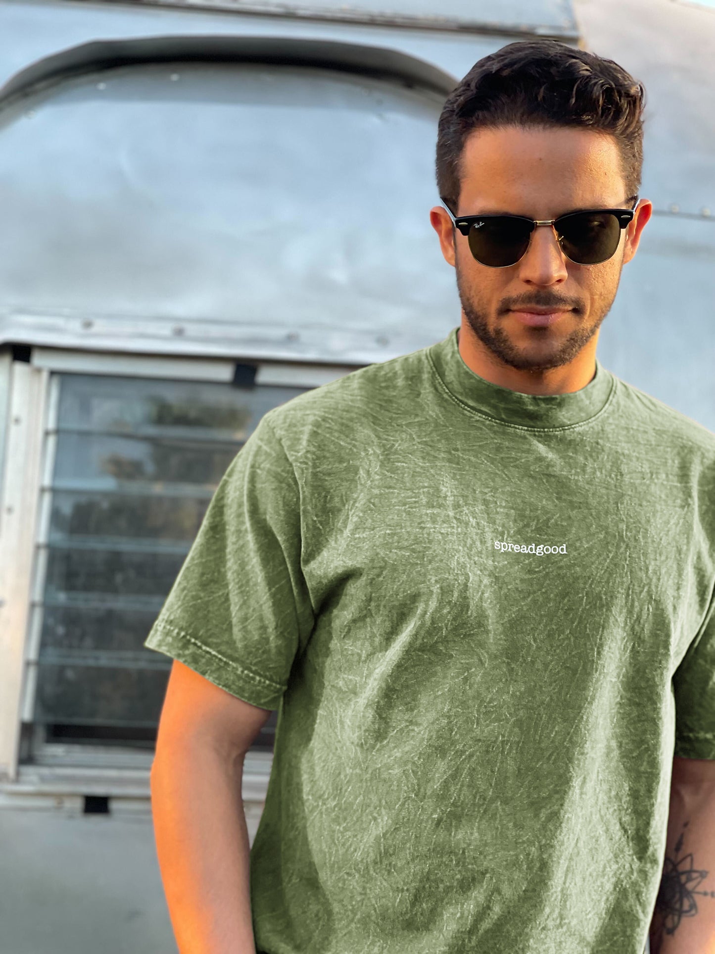 Spread Good Mineral Wash Olive Tee