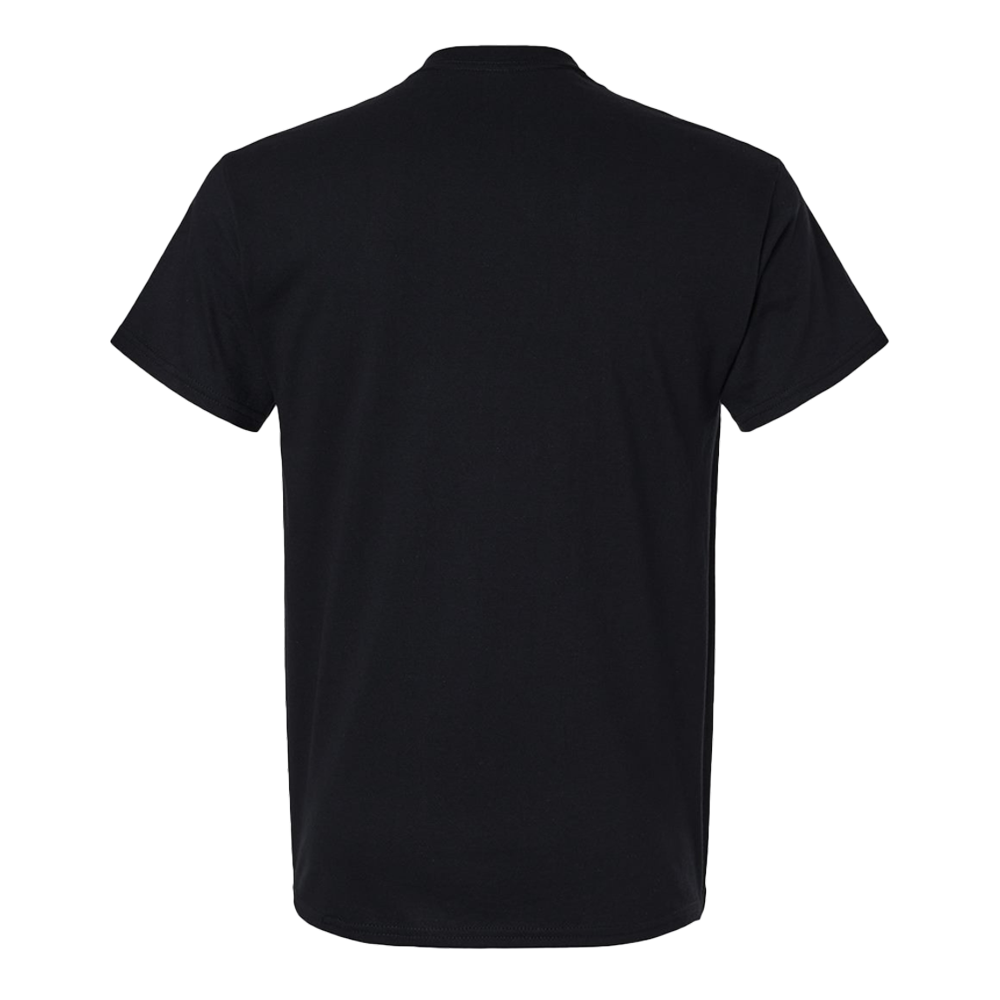 The back of the FORK t-shirt, which is plain black with no design. 