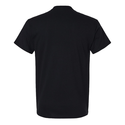 The back of the FORK t-shirt, which is plain black with no design. 